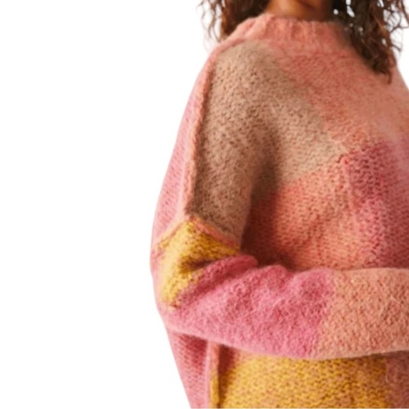 NWT Free People Domino Alpaca Pullover Sweater - Prairie Sunset Combo - Picture 4 of 16